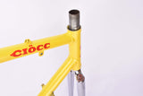 Custom painted yellow Ciöcc vintage road bike frame in 55.5 cm (c-t) / 54 cm (c-c) with Columbus SL tubing from the mid to late 1980s