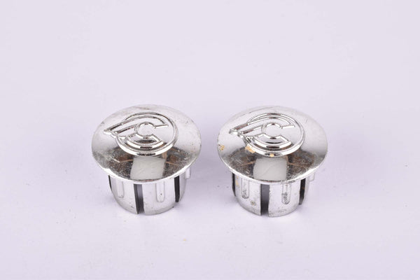 Silver Cinelli winged logo handlebar end plugs