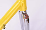 Custom painted yellow Ciöcc vintage road bike frame in 55.5 cm (c-t) / 54 cm (c-c) with Columbus SL tubing from the mid to late 1980s