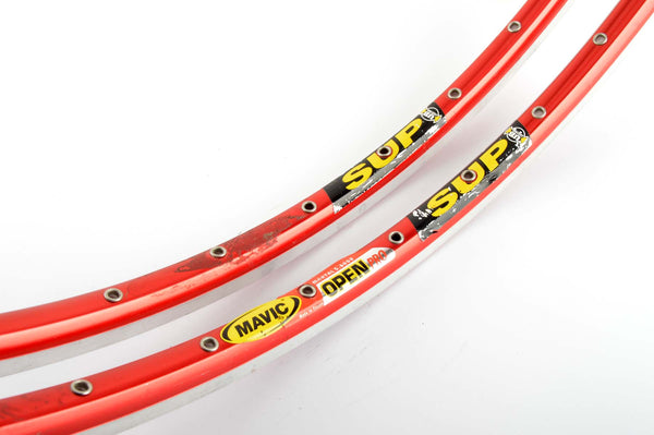 NEW Mavic Open Pro SUP red anodized Clincher Rims 700c/622mm with 36 holes from the 1990s NOS