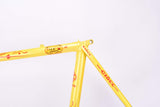 Custom painted yellow Ciöcc vintage road bike frame in 55.5 cm (c-t) / 54 cm (c-c) with Columbus SL tubing from the mid to late 1980s