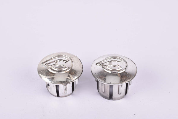 Silver Cinelli winged logo handlebar end plugs