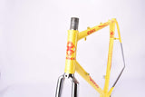 Custom painted yellow Ciöcc vintage road bike frame in 55.5 cm (c-t) / 54 cm (c-c) with Columbus SL tubing from the mid to late 1980s