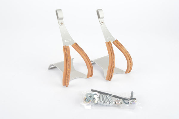 MKS Aluminium with leather-wrapped toe clip set in size S, M, L (NJS approved)