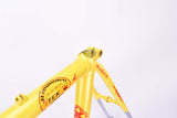 Custom painted yellow Ciöcc vintage road bike frame in 55.5 cm (c-t) / 54 cm (c-c) with Columbus SL tubing from the mid to late 1980s
