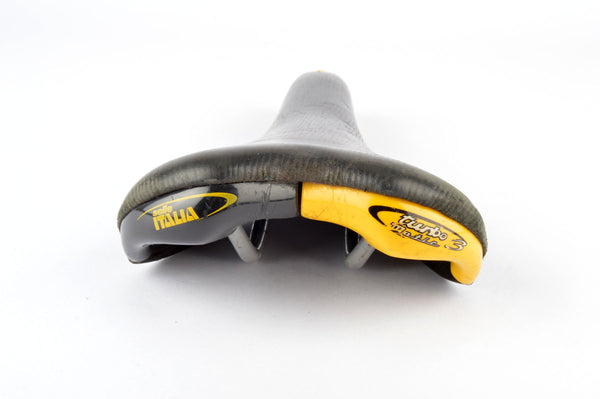 Selle De Vélo Selle Italia Turbo Matic 3 - Noir Cuir 385g (1998) - Pour Route, Fixie - Occasion Bon état