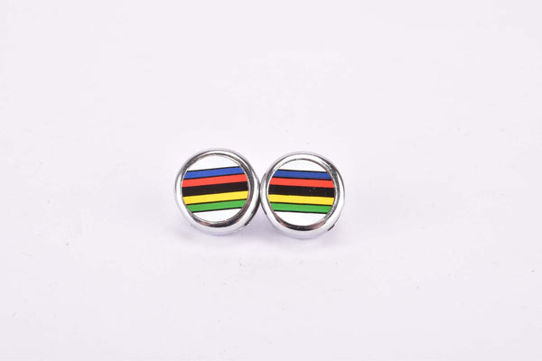 NOS Ciclolinea World Champion Stripe Toe-Strap End Button Set from the 1970s - 80s