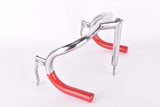 NOS Manubri Schierano Torino Stem (65mm, ~19) and Handlebar (29cm c-c) Set with Brake Levers and red Plastiche Cassano grips for Kids Road Bikes (manubrio di corsa bambini)