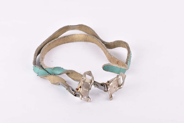 Celeste Bianchi (Alfredo Binda) leather pedal straps