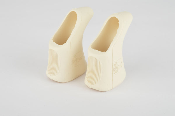 NOS Campagnolo Super Record / Record white brake lever hoods with shield logo