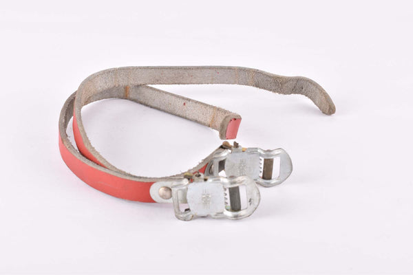Red REG leather pedal straps