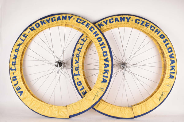 Blue and Yellow Favorit Rokycany Professional Team Service Wheel Cover Tire Saver Set