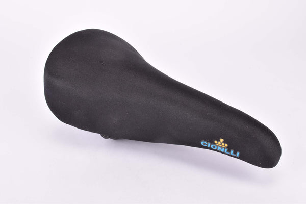 NOS Black Cionlli MTB Saddle Item No #725 with original seatpost clamp from the 1990s