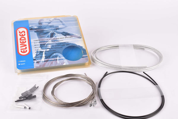 NOS/NIB Elvedes universal brake cable set with silver housing compatible for Shimano and Campagnolo