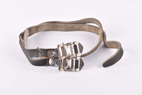 Black Alfredo Binda leather pedal straps