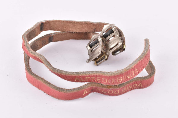 Red Alfredo Binda leather pedal straps