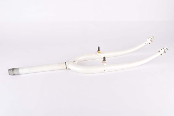 26" White MTB Steel Fork with Eyelets for Fenders