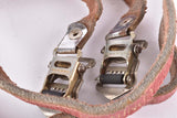 Red Alfredo Binda leather pedal straps
