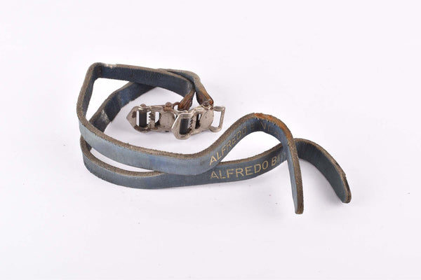 Blue Alfredo Binda leather pedal straps