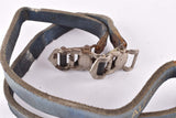 Blue Alfredo Binda leather pedal straps