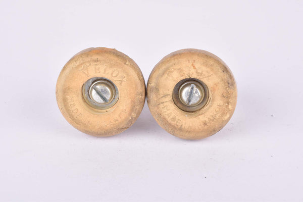 White Velox screw on handlebar end plugs from the 1950s
