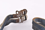 Blue Alfredo Binda leather pedal straps