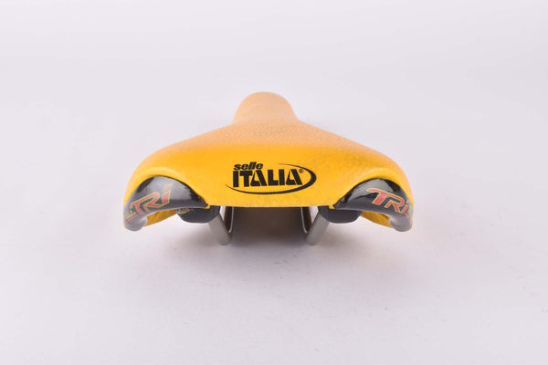 Selle De Vélo Selle Italia Tri-Matic Pinarello - Cuir Jaune - Occasion Pour Vélo De Course