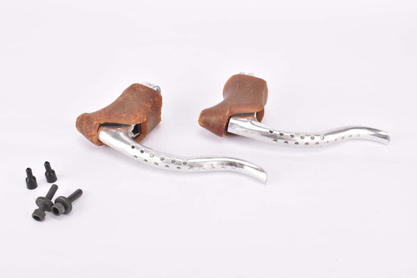 NOS CLB Sulky Competition (polished) Brake lever set with brown hoods from the 1970s / 1980s (poignée course / promotion)