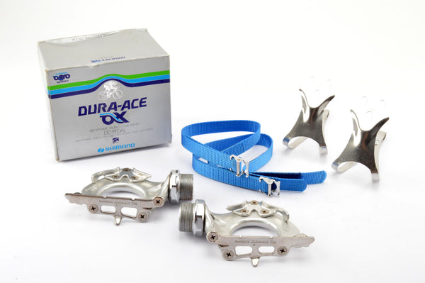 NOS/NIB Shimano Dura-Ace AX #PD-7300 pedals including toeclips and straps from 1981