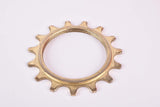 NOS Suntour golden steel Freewheel Cog, threaded on the inside, with 15 teeth from the 1970s / 80s