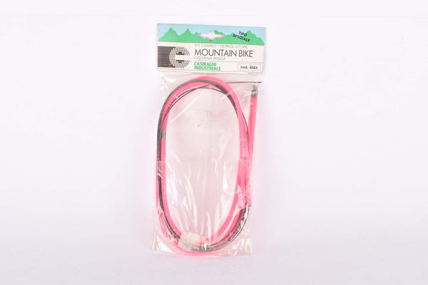 NOS Neon Pink C.I. (Casiraghi Industrial) Kit Cambio Mountain Bike Deragliatore #4063 Shifting Cable Set for front and rear derailleur from the 1990s