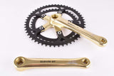 Sugino GT golden Crankset with black chainrings, 51/42 teeth and 170mm length from the 1980s