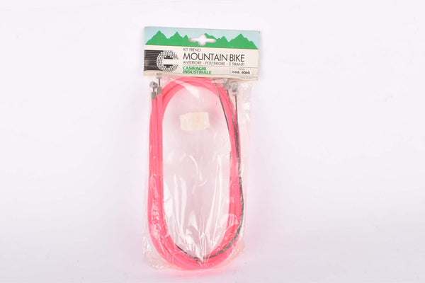 NOS Neon Pink C.I. (Casiraghi Industrial) Kit Freno Mountainbike #4060 Brake Cable Set for front and rear Shimano type cantilver brake from the 1990s