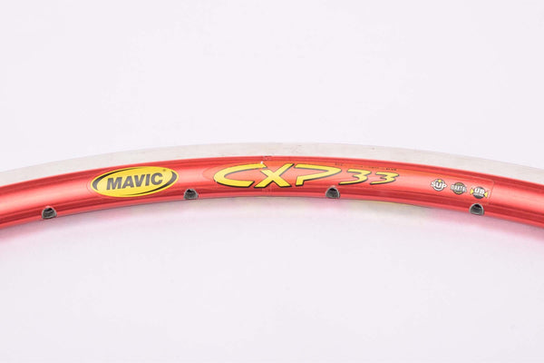 NOS red anodized Mavic CXP 33 SUP MAXTAL UB Control single clincher Rim in 700c/622mm with 32 holes from the late 1990s - 2010s