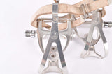 Campagnolo C-Record #305/501 / #A600-AM aero Pedals with leightweight aluminum alloy toe clips and leather straps from the 1980s