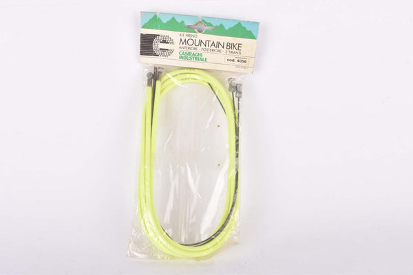NOS Neon Yellow C.I. (Casiraghi Industrial) Kit Freno Mountainbike #4058 Brake Cable Set for front and rear Shimano type cantilver brake from the 1990s