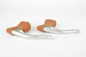 NOS Campagnolo Super Record Brake Lever Set #4062 with brown shieldlogo hoods from the 1980s