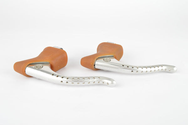 NOS Campagnolo Super Record Brake Lever Set #4062 with brown shieldlogo hoods from the 1980s
