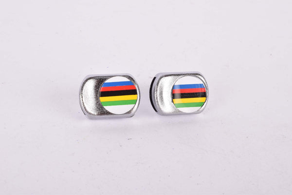 NOS Ciclolinea Silver Campione del Mondo Pedal Strap end Caps / Buttons from the 1970s - 1980s