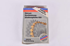NOS/NIB 7-speed / 8-speed Union Formel P Hochleistungs Schaltungskette #820 golden Chain in 1/2" x 3/32" with 116 links from the 1980s