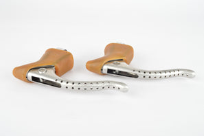 NOS Campagnolo Super Record, milled Brake Lever Set #4062 with brown shieldlogo hoods from the 1980s