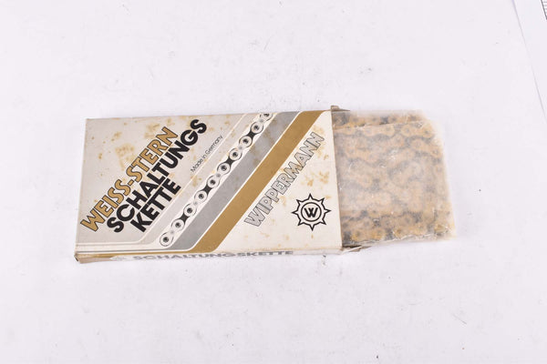 NOS/NIB 5-speed / 6-speed Wippermann Weiss-Stern (White  Star) Schaltungskette Nr. #117 golden Chain in 1/2" x 3/32" with 116 links