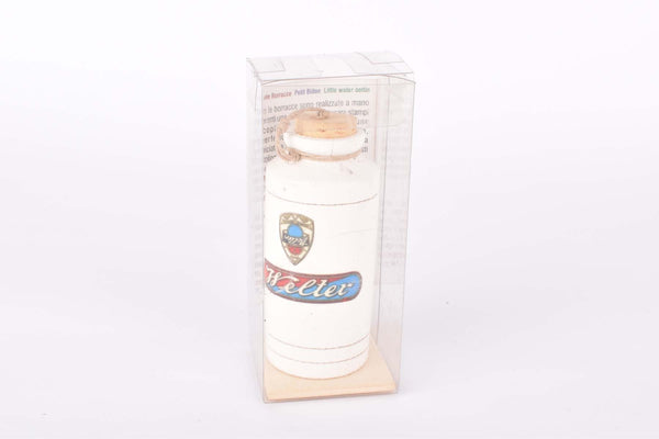 NOS Welter labled wooden water bottle, accessoire from Museo della boraccia e del ciclismo, Antimo Murgia the miner cyclist