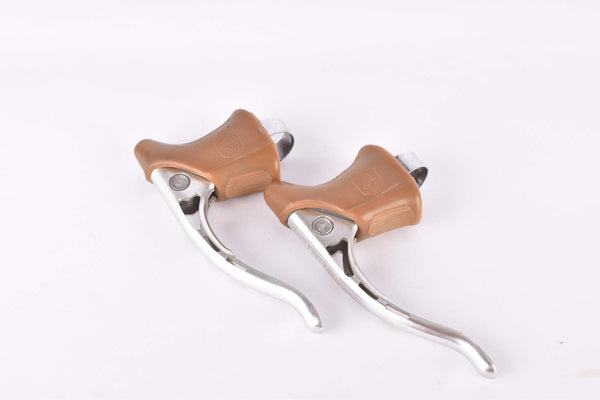 Campagnolo Record #2030 milled brake lever set with brown shield logo hoods from the 1980s