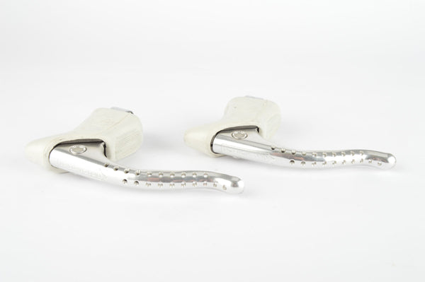 NOS Campagnolo Super Record Brake Lever Set #4062 with white shieldlogo hoods from the 1980s