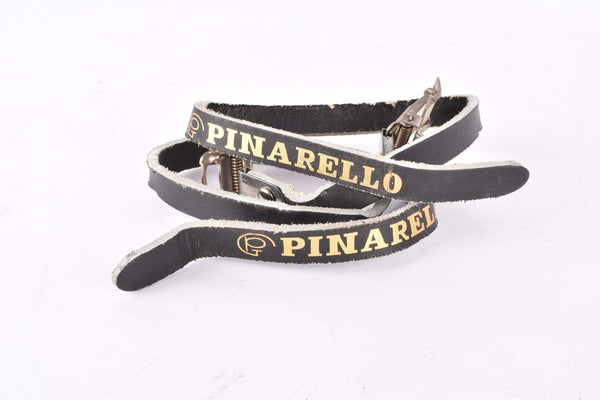 Pinarello labled BRC leather pedal strap set in black - new bike take off