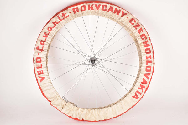 Red and white Favorit Rokycany single Professional Team Service  wheel cover tire saver