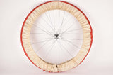 Red and white single wheel cover tire saver
