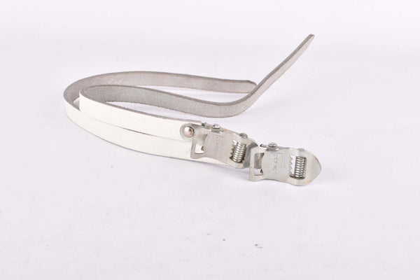 NOS White Record Leather toe clip straps