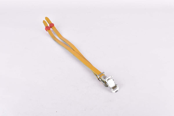 NOS Yellow REG Leather toe clip straps from the 1970s - 1980s
